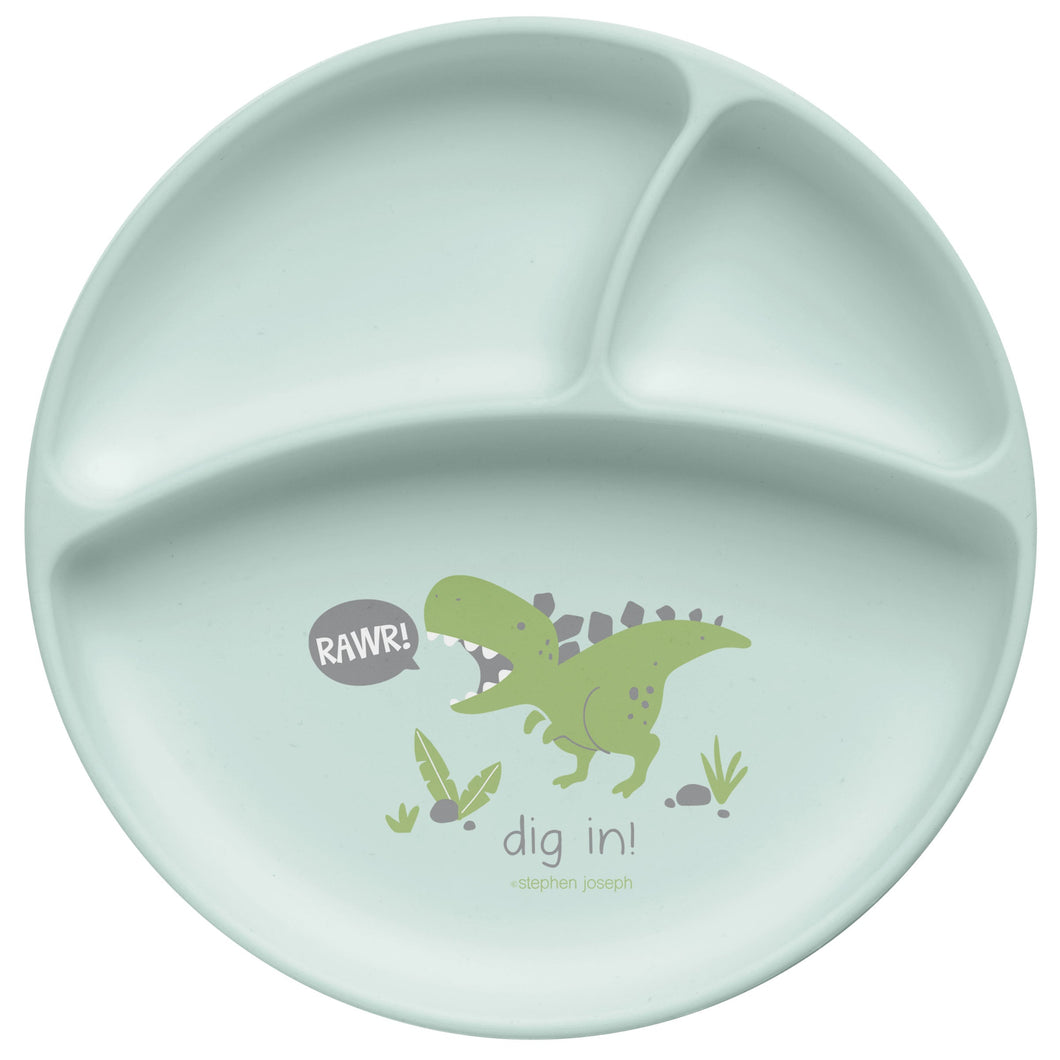 Suction Cup Silicone Plate, Dino