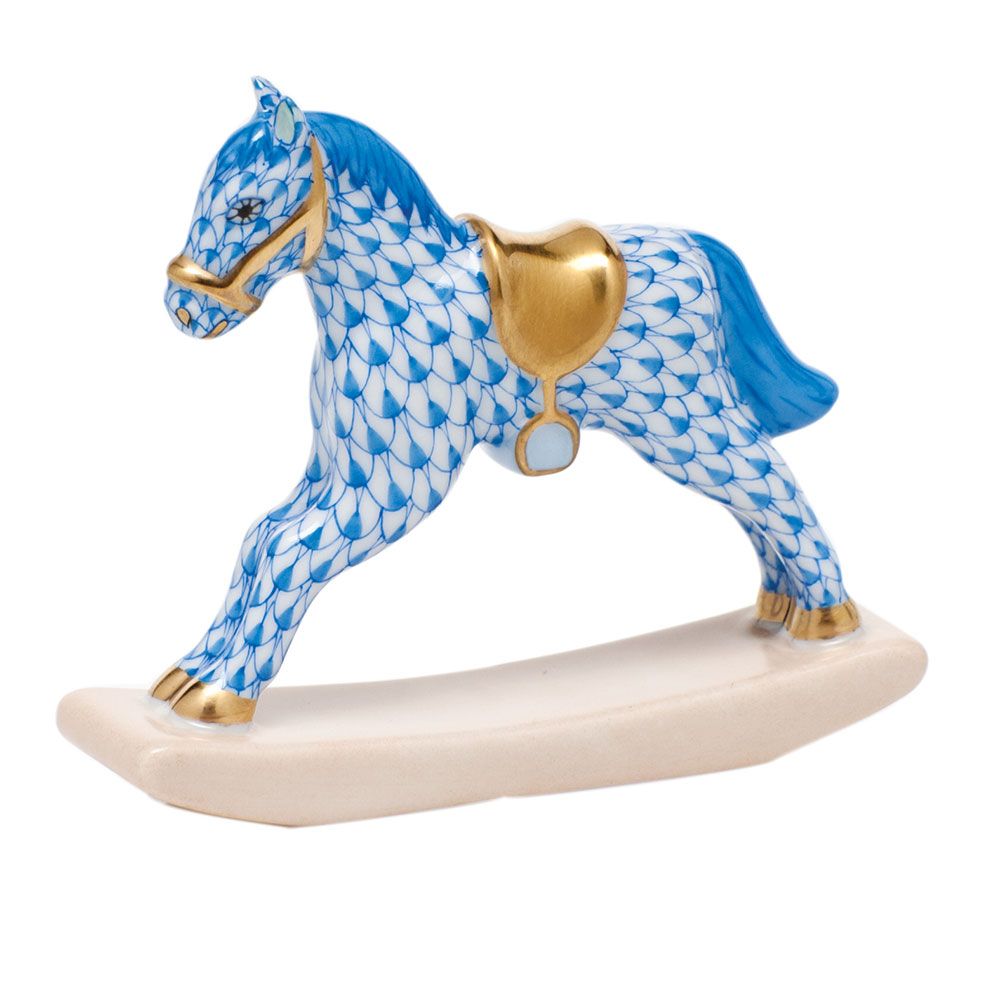 Herend Rocking Horse, Blue