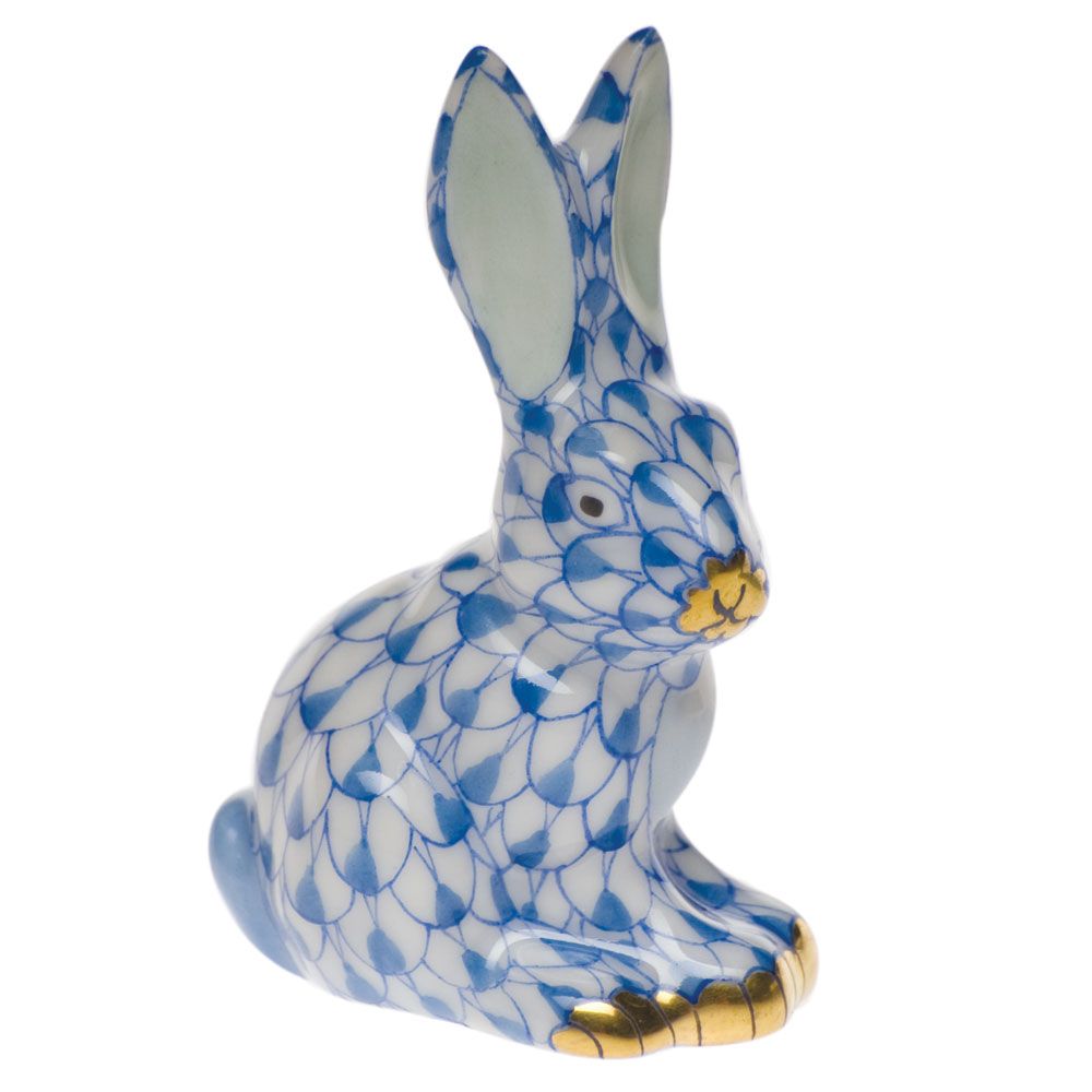 Herend Miniature Sitting Rabbit, Blue