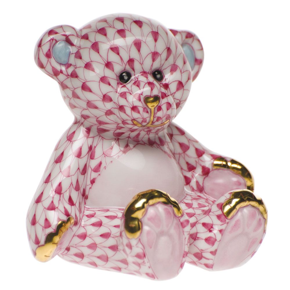 Herend Small Teddy Bear, Raspberry