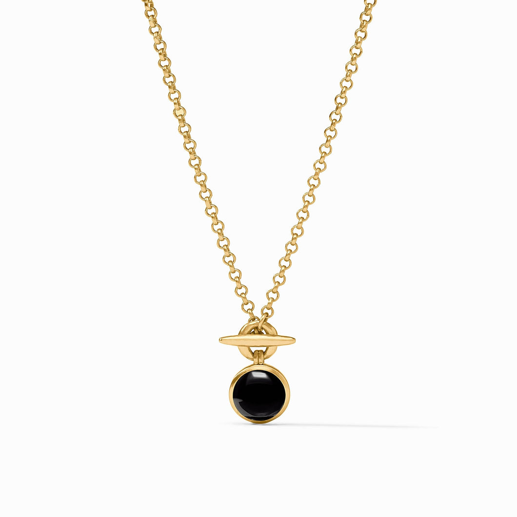 Solara Solitaire Necklace, Obsidian Black