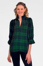Load image into Gallery viewer, Ruffleneck Tunic,  Blackwatch Plaid | Navy &amp; Green
