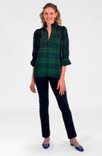 Load image into Gallery viewer, Ruffleneck Tunic,  Blackwatch Plaid | Navy &amp; Green
