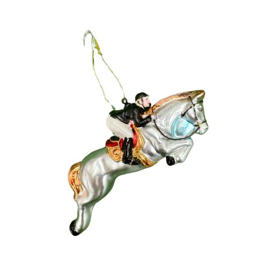 Glass Equestrian Ornament, English Rider