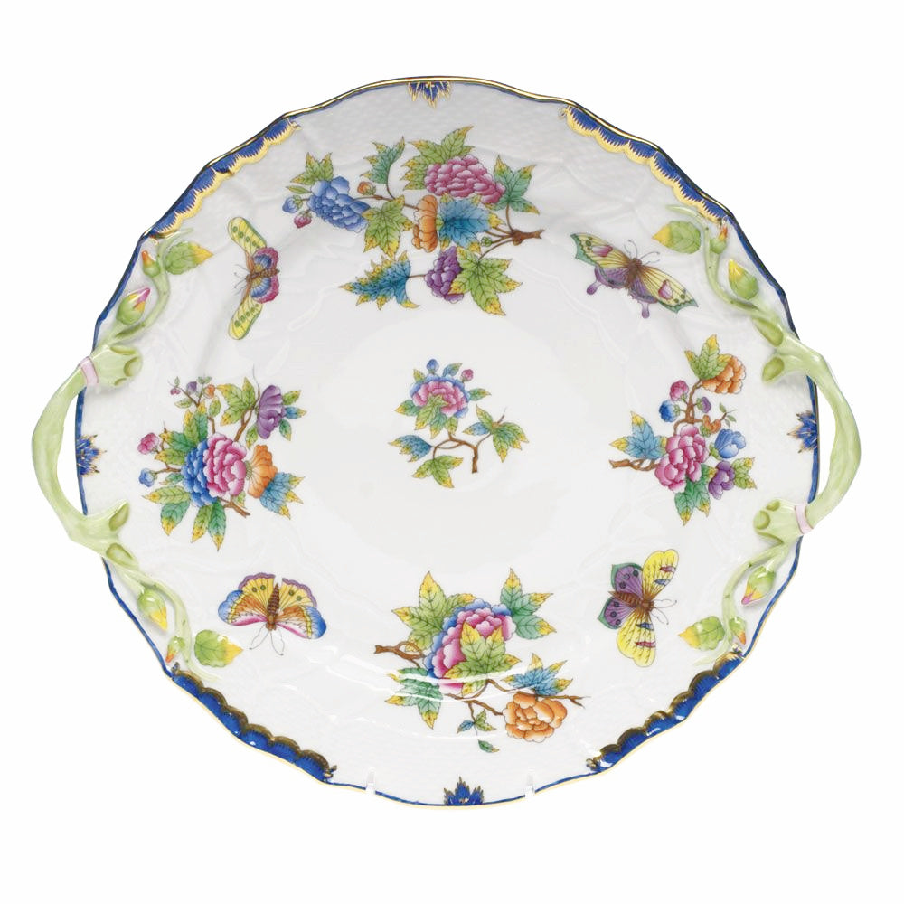 Queen Victoria Chop Plate with Handles, Blue