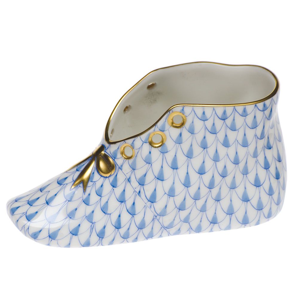 Herend Baby Shoe, Blue