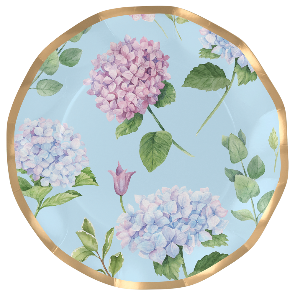 Timeless Wavy Paper Dinner Plate - Hydrangea 8pk