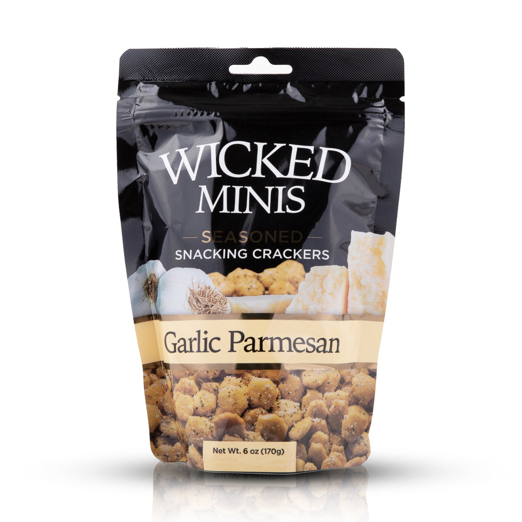 Wicked Minis Seasoned Crackers, Garlic Parmesan