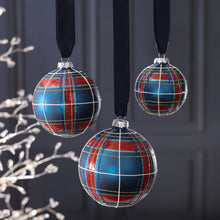 Load image into Gallery viewer, Plaid Glass Ball Ornament | 4"
