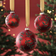 Load image into Gallery viewer, Holly Leaf Glass Ball Ornament | 4.75"
