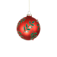 Load image into Gallery viewer, Holly Leaf Glass Ball Ornament | 4.75"
