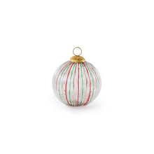 Load image into Gallery viewer, Ribbed Glass Ball Ornament, Red &amp; Green | 6"
