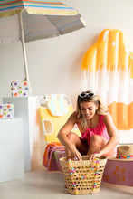 Load image into Gallery viewer, Colorful Beaded Straw Beach Basket Tote
