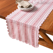Load image into Gallery viewer, Villa Stripe Red Table Runner, 18x90"
