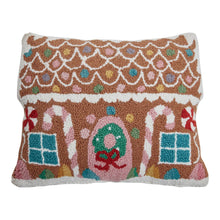 Load image into Gallery viewer, Shaped Pastel Gingerbread House Pillow, 14 x 18&quot;
