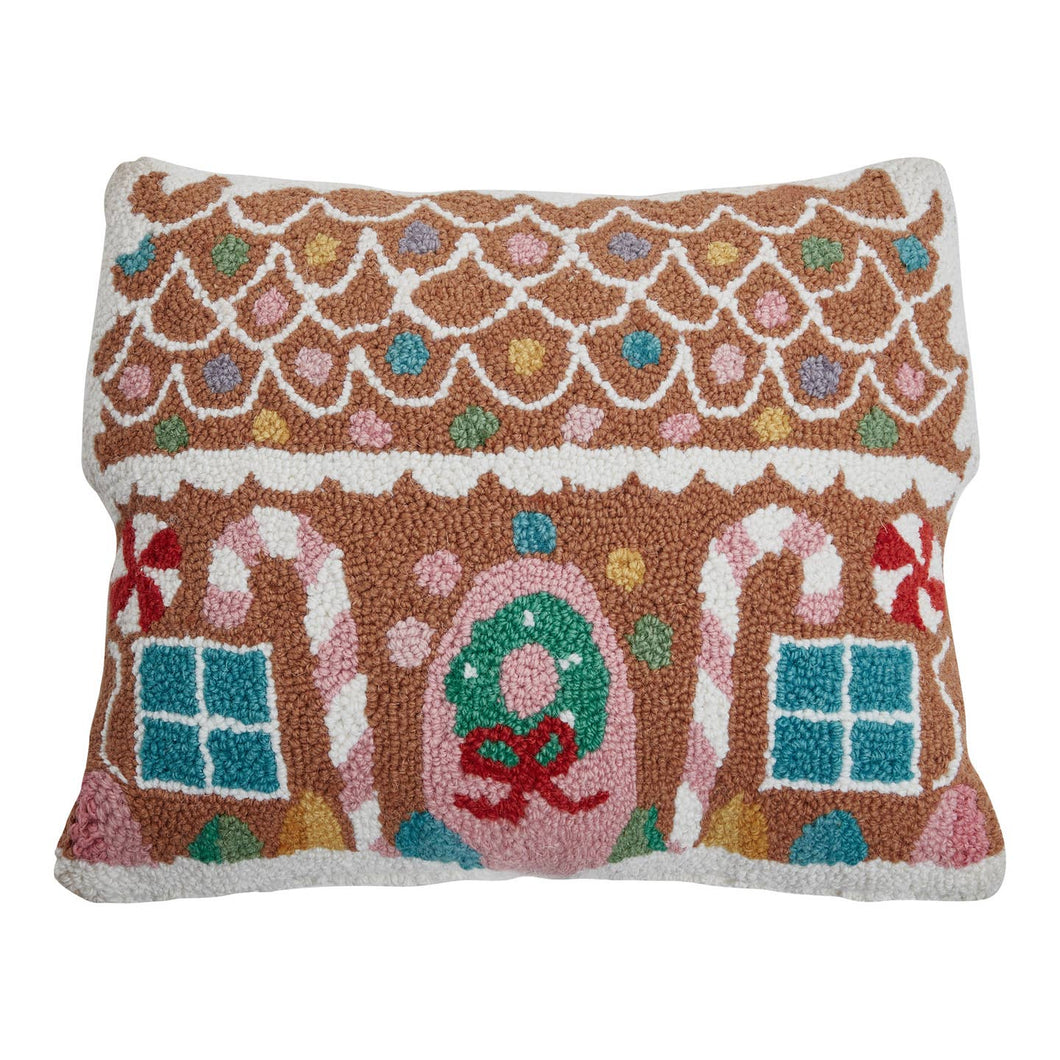 Shaped Pastel Gingerbread House Pillow, 14 x 18