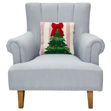Load image into Gallery viewer, Pink Stripe Tree with Ribbon Hook Pillow, 14 x 14&quot;
