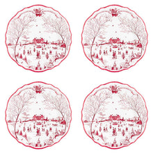 Load image into Gallery viewer, Country Estate Winter Frolic Ruby Melamine Dinner Plate, Set of 4
