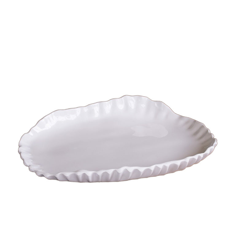 VIDA Bloom Pinched Large Oval Platter, White