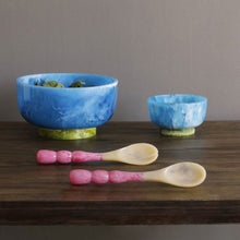 Load image into Gallery viewer, RESIN Rio Small Bowl with Base, Blue &amp; Green
