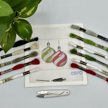 Load image into Gallery viewer, Red and Green Striped Ornaments Needlepoint Kit
