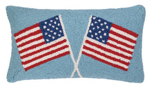 Load image into Gallery viewer, Double American Flags Hook Pillow, 22x16"
