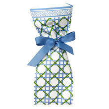 Load image into Gallery viewer, Paper Wine Bag Kit | Blue + Green Basketweave
