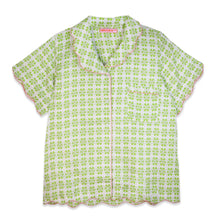 Load image into Gallery viewer, Scalloped Pajama Set Short, Metallics Green
