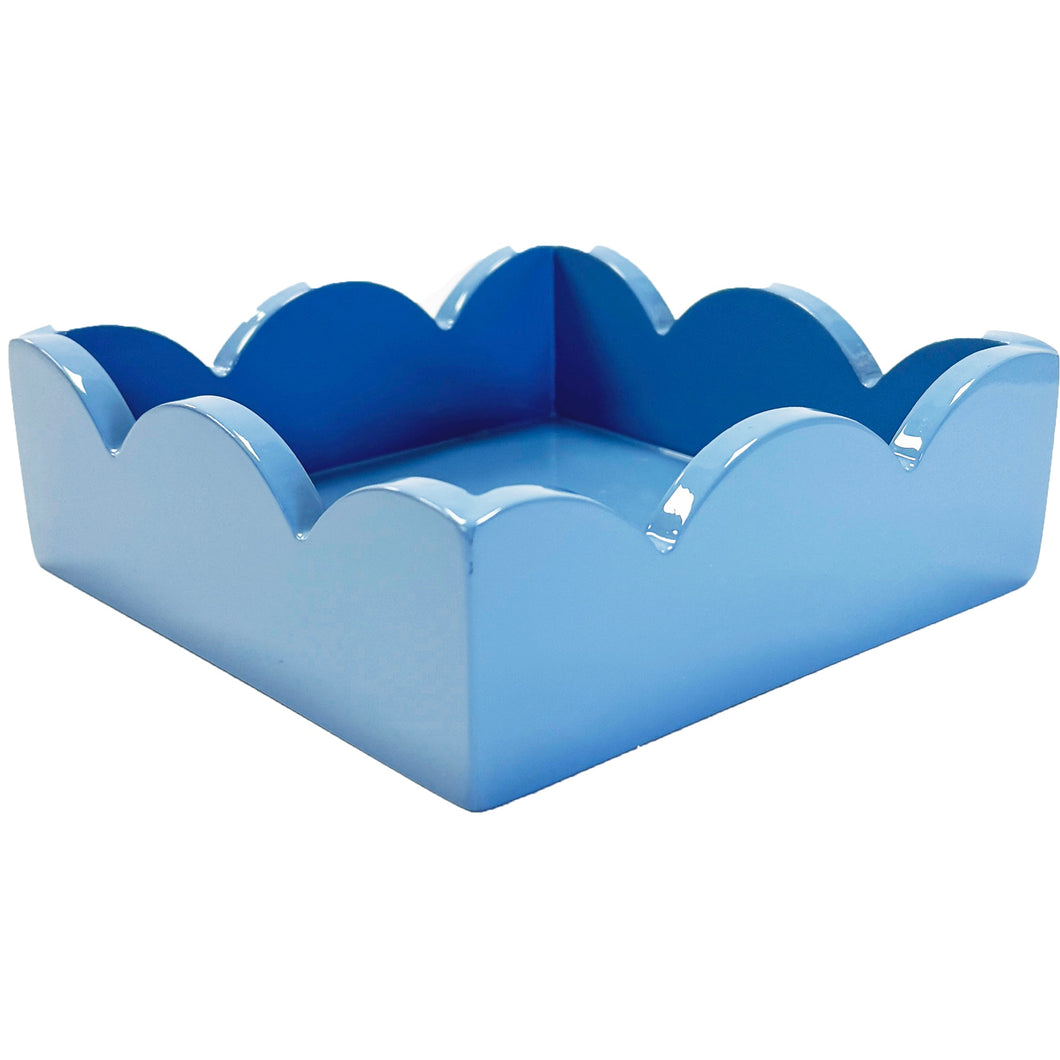 Cornflower Lacquered Scalloped Cocktail Napkin Holder