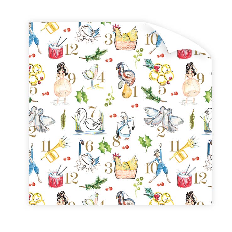 Twelve Days of Christmas Wrapping Paper Roll