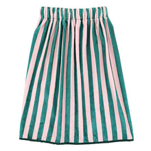 Load image into Gallery viewer, Spa Wrap - Green + Pink Cabana Stripe with Green Bow
