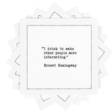 Load image into Gallery viewer, Drinking Quotes - White Cotton Cocktail Napkins, 50ct
