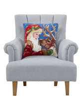 Load image into Gallery viewer, Santa with Reindeer Hook Pillow, 18x18&quot;
