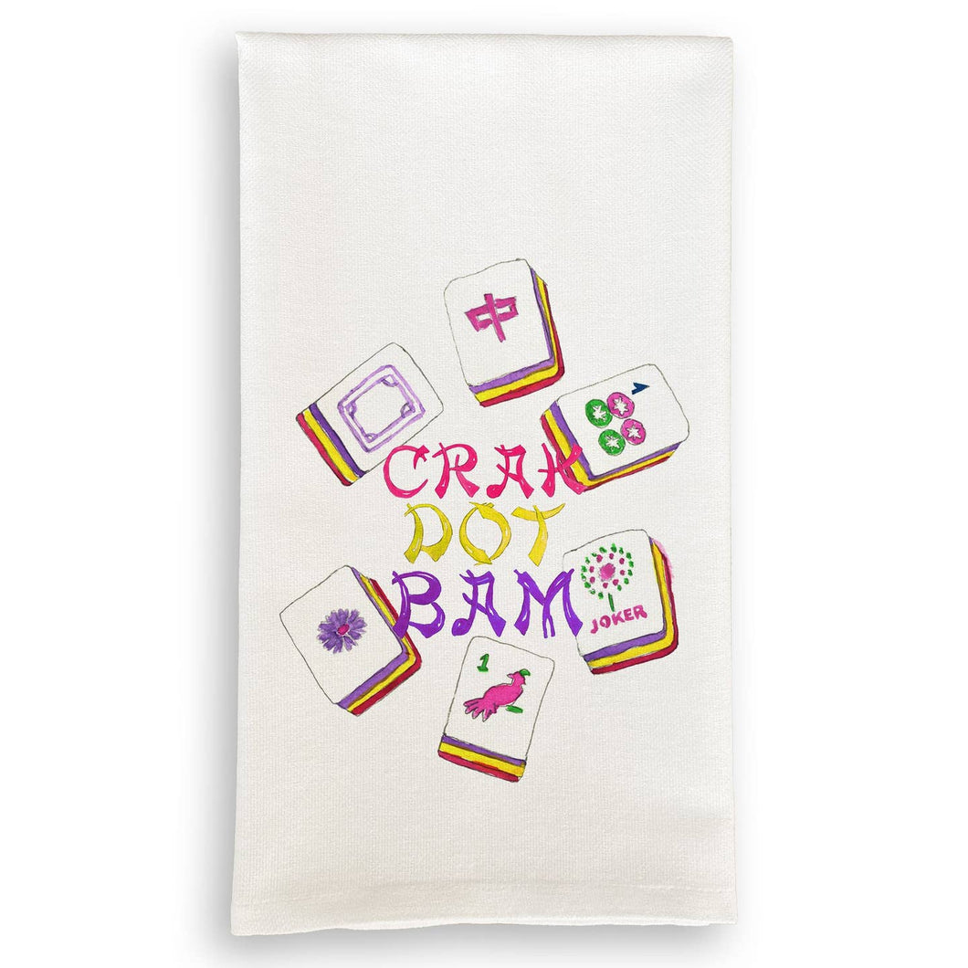 Crak, Dot, Bam Mahjong Tea Towel
