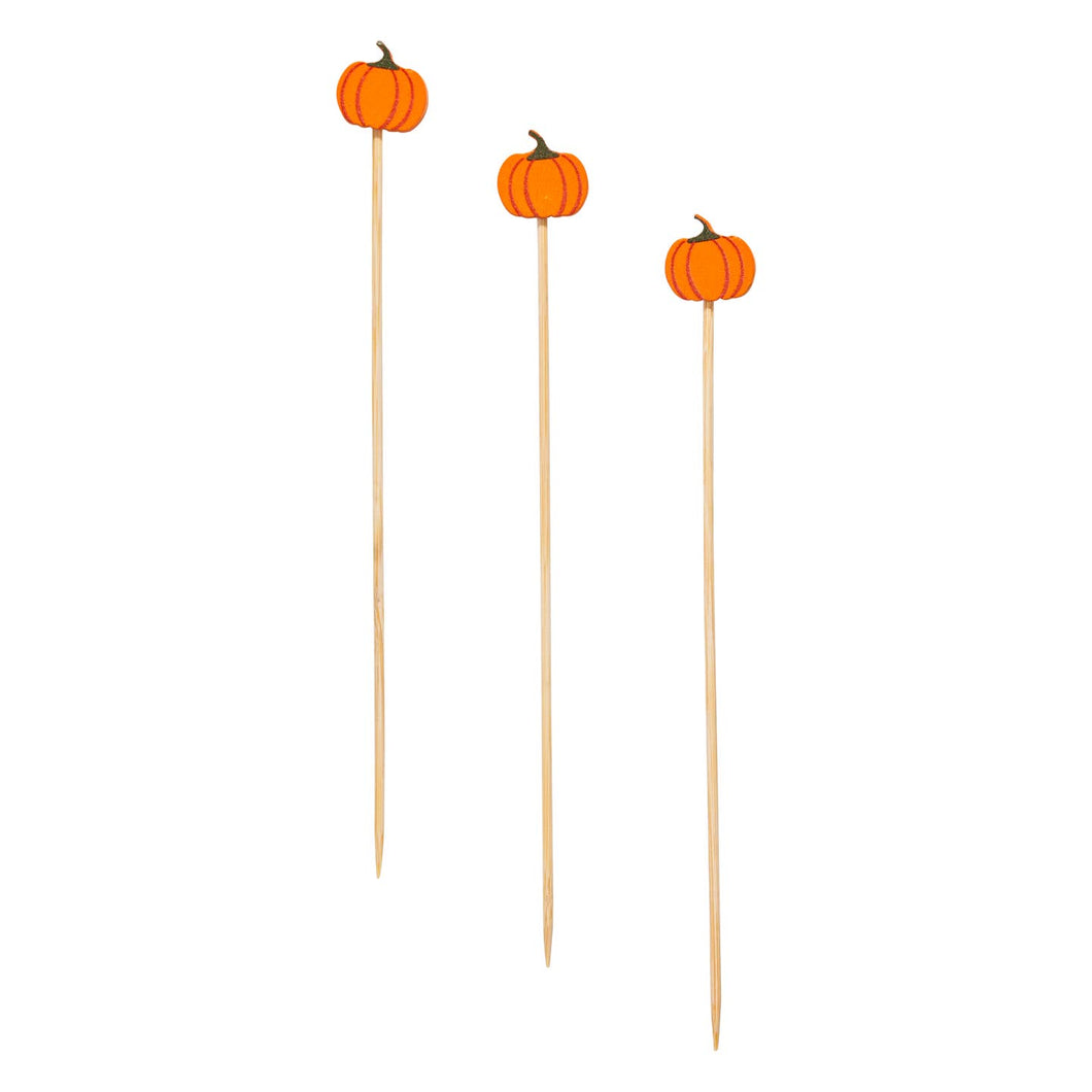 Pumpkin 6 Inch Wood Party Pick, 30pk