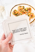 Load image into Gallery viewer, Champagne Quotes - White Cotton Cocktail Napkins, 50ct

