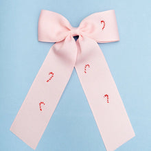 Load image into Gallery viewer, Large Candy Cane Village Bow, White
