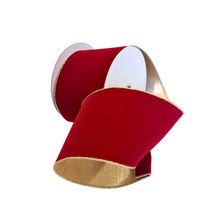 Load image into Gallery viewer, Red Suede and Gold Ribbon, 2.5"
