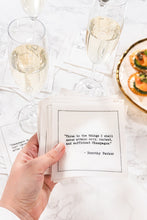 Load image into Gallery viewer, Champagne Quotes - White Cotton Cocktail Napkins, 50ct
