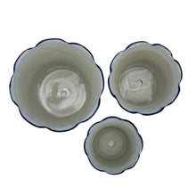 Load image into Gallery viewer, Blue &amp; White Floral Ceramic Pots Ruffled Lip (Small)
