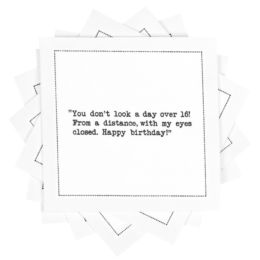 Birthday Quotes - White Cotton Cocktail Napkins, 50ct