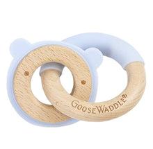Load image into Gallery viewer, Blue Bear Silicone + Wood Double Teether
