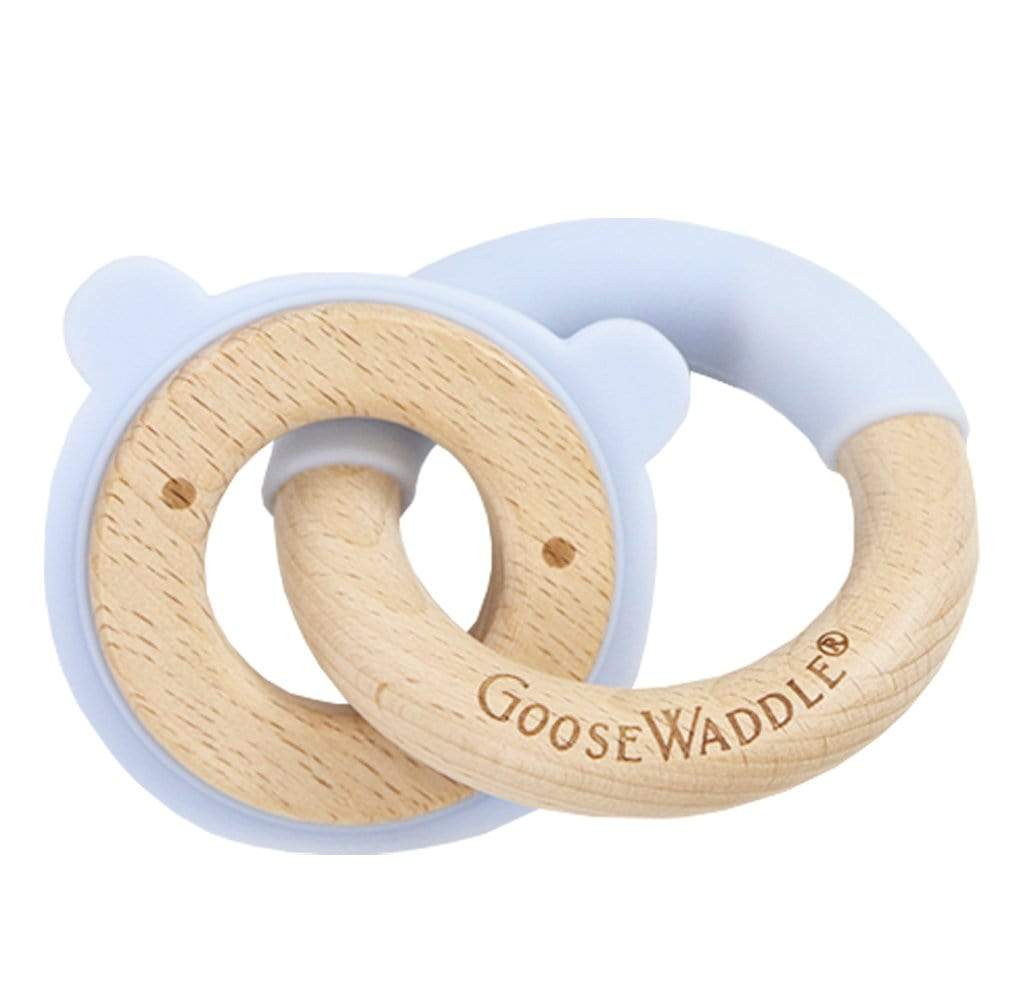 Blue Bear Silicone + Wood Double Teether