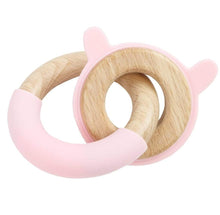 Load image into Gallery viewer, Pink Bunny Silicone + Wood Double Teether
