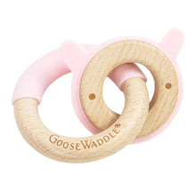 Load image into Gallery viewer, Pink Bunny Silicone + Wood Double Teether
