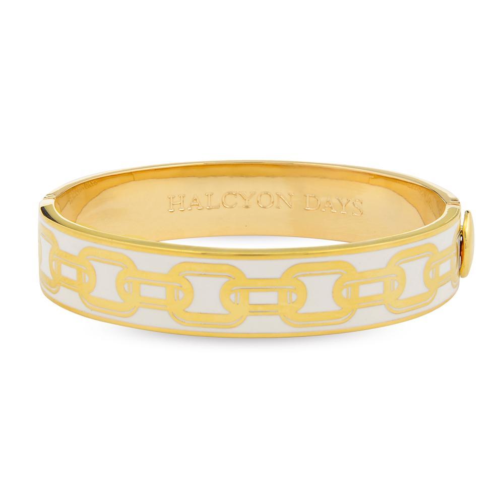 Chain Cream & Gold Hinged Enamel Bangle