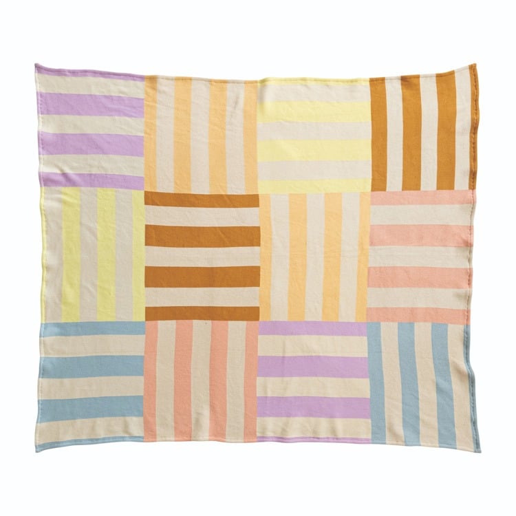 Striped Cotton Knit Throw, 60