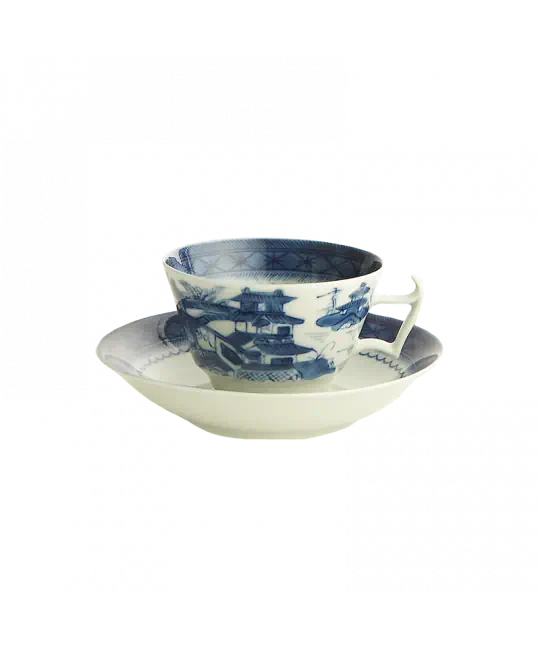 Blue Canton Lace Tea Cup & Saucer