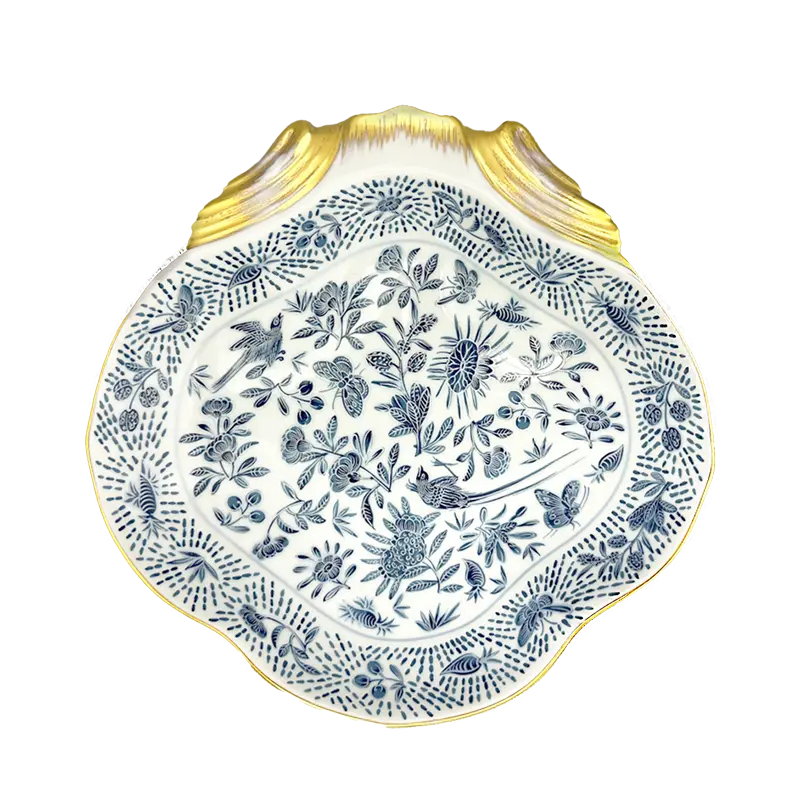 Sacred Bird & Butterfly Blue Shell Dish