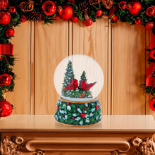 Load image into Gallery viewer, Musical Wind-Up Christmas Tree With Cardinals Water Globe
